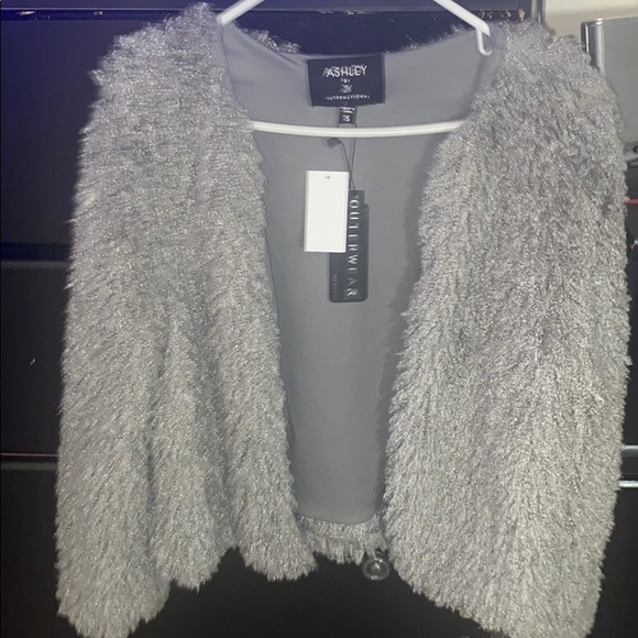 26 International Sweaters - furry grey cardigan sweater